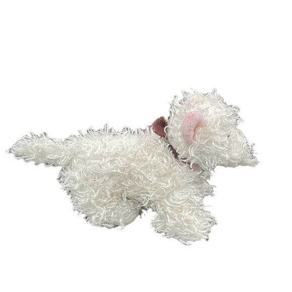 Ganz White Plush Terrier Dog Toy With Pink Bow & Collar Retired 12" - Picture 4 of 6